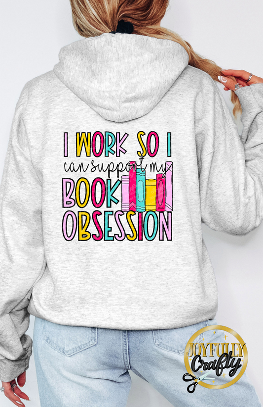 I Work Hard For Books Adult Zip Up Hoodie Back Design