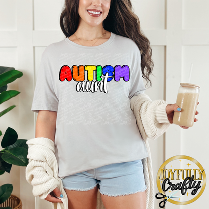Autism Aunt Multi Color Adult Shirt