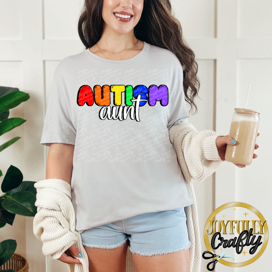 Autism Aunt Multi Color Adult Shirt