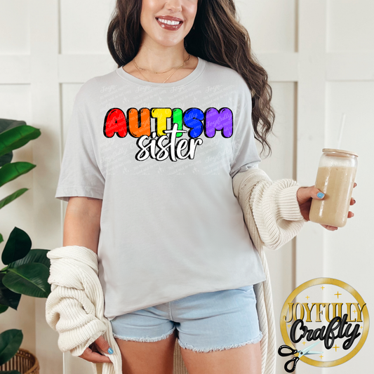 Autism Sister Multi Color Adult Shirt