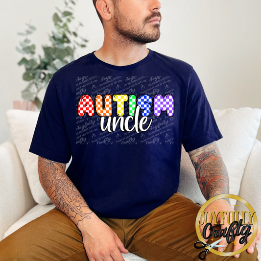 Autism Uncle Multi Color Checkered Adult Shirt