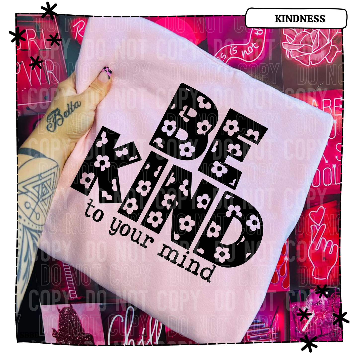Be Kind Floral Black Adult T Shirt