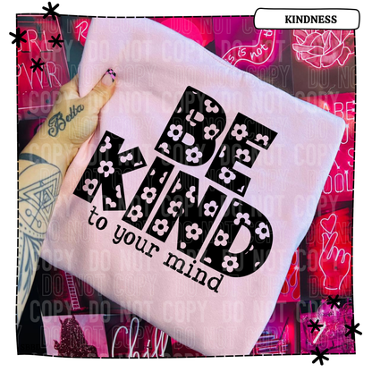 Be Kind Floral Black Adult T Shirt