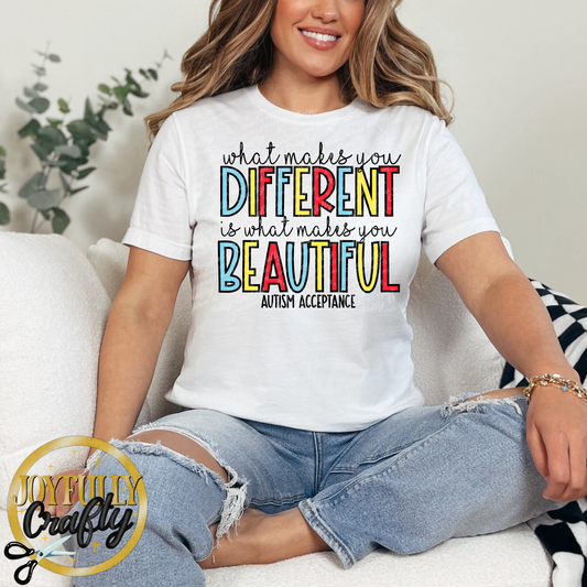 Beautifully Different Autism Acceptance Adult Shirt