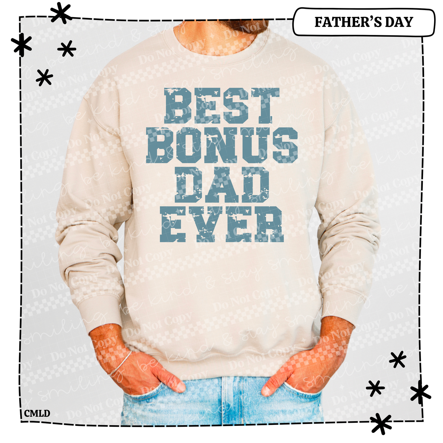 Best Bonus Dad Ever Blue Vintage Adult Shirt