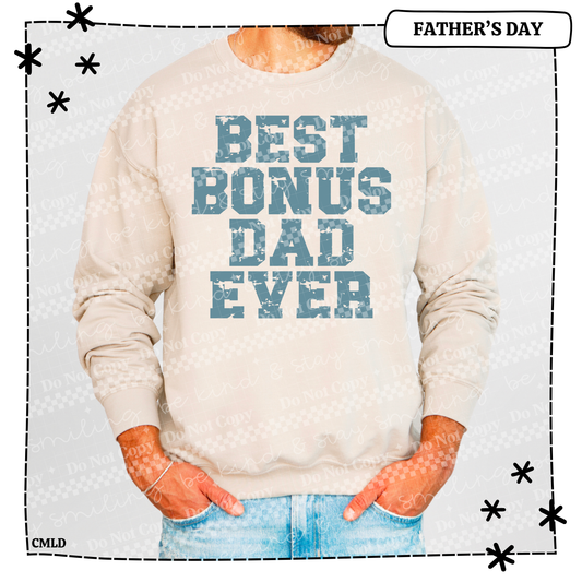 Best Bonus Dad Ever Blue Vintage Adult Shirt