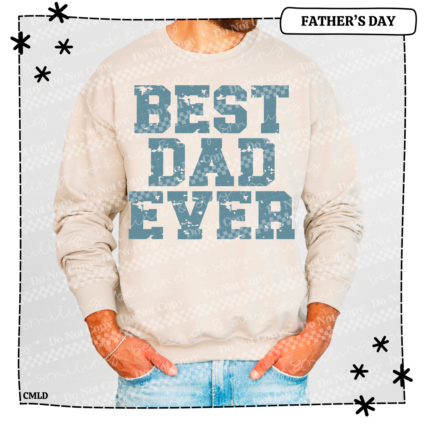 Best Dad Ever Blue Vintage Adult Shirt