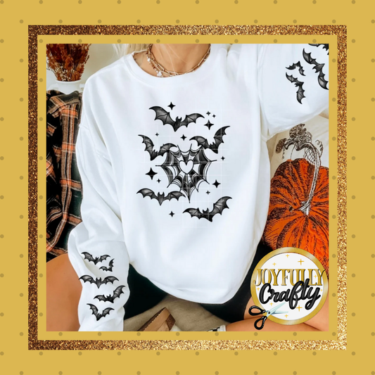Black Bats with Web Double Sleeves Adult Hoodie