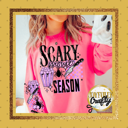 Black Scary Movie Season Purple Double Sleeves Adult Hoodie