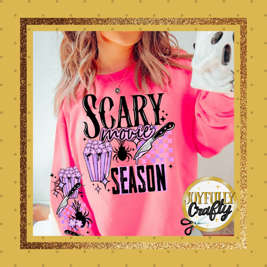Black Scary Movie Season Purple Double Sleeves Adult Hoodie