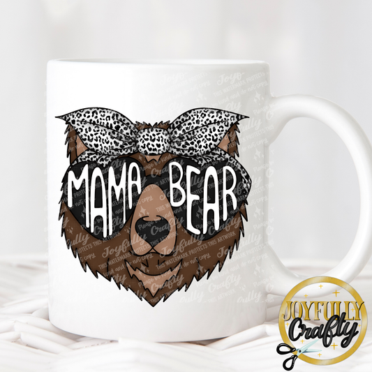 Black and White Leopard Mama Bear Ceramic Mug