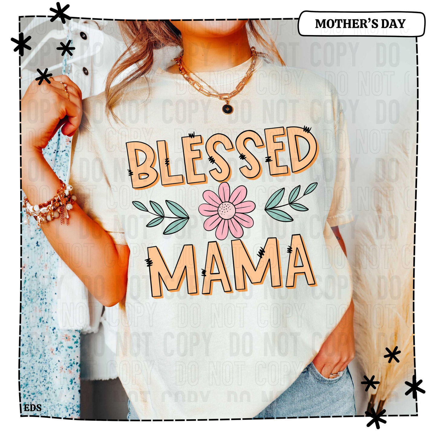 Blessed Mama Floral Adult Shirt