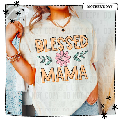 Blessed Mama Floral Adult Shirt