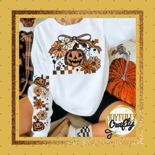 Bow Floral Jack O Lantern Double Sleeves Adult Hoodie