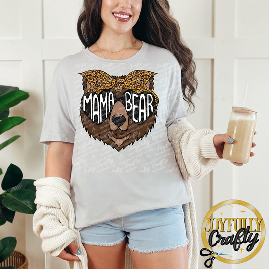Brown Leopard Mama Bear Adult Shirt