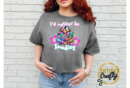 I'd Rather Be Reading Retro Adult T Shirt