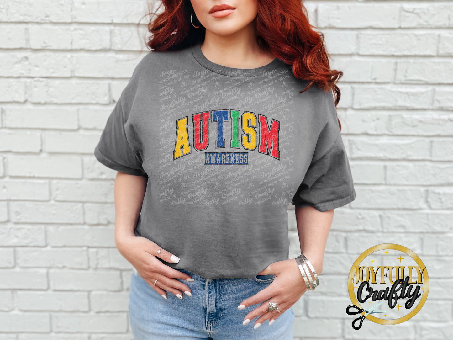 Autism Awareness Retro Distressed Blocked Letters Adult T Shirt