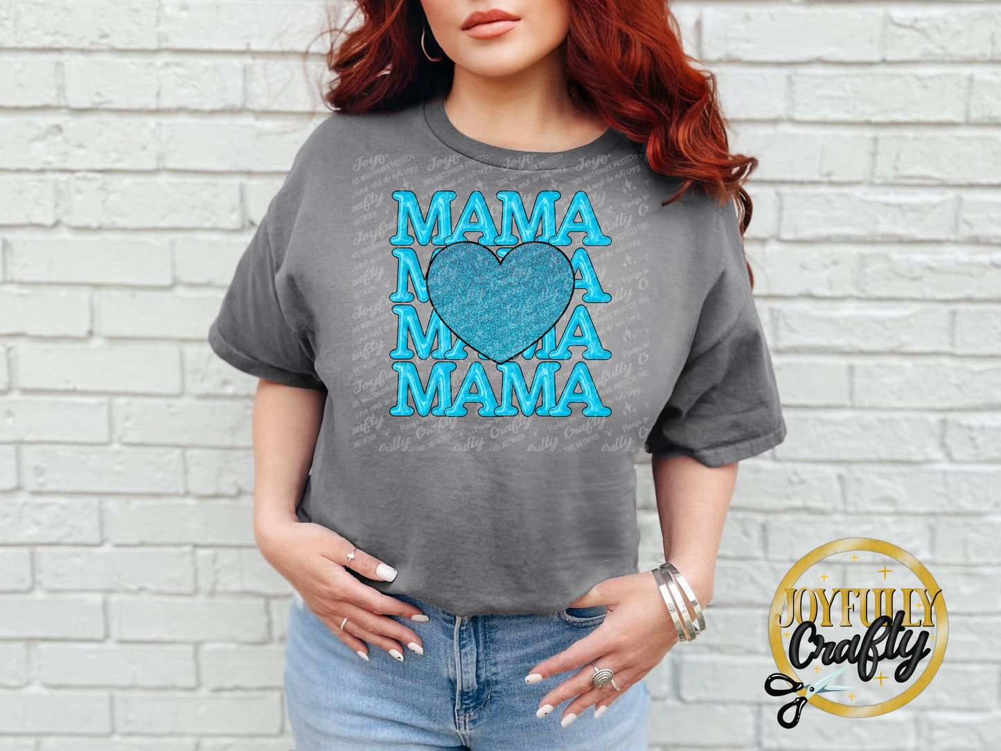Blue Mama Stacked Adult T Shirt