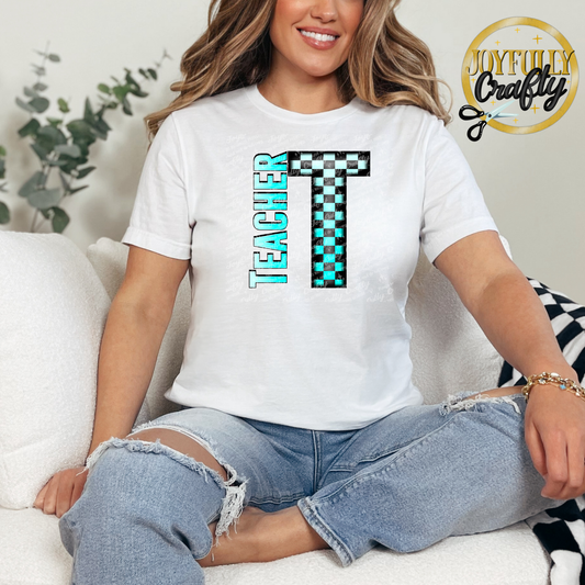 Checkered Teacher Adult Shirt