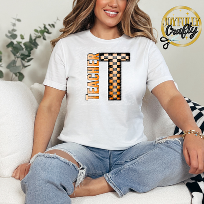 Checkered Teacher Adult Shirt