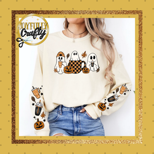 Coffee Mug Ghost Double Sleeves Adult Long Sleeve