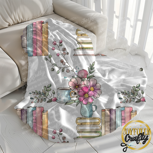 Mug Books and Flowers 2 Velveteen Blanket