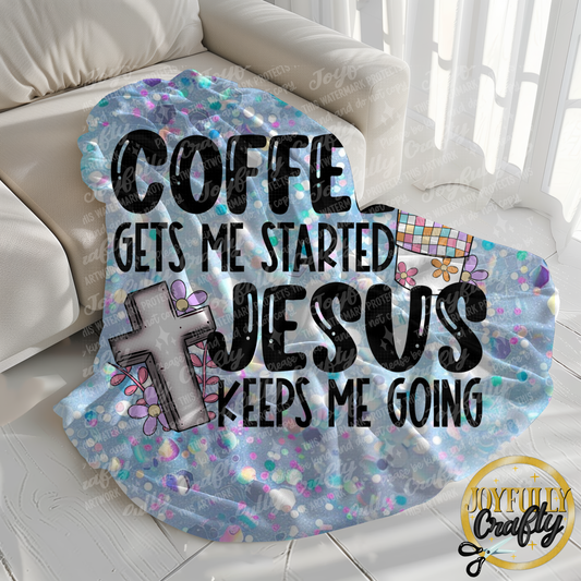 Retro Coffee and Jesus Velveteen Blanket