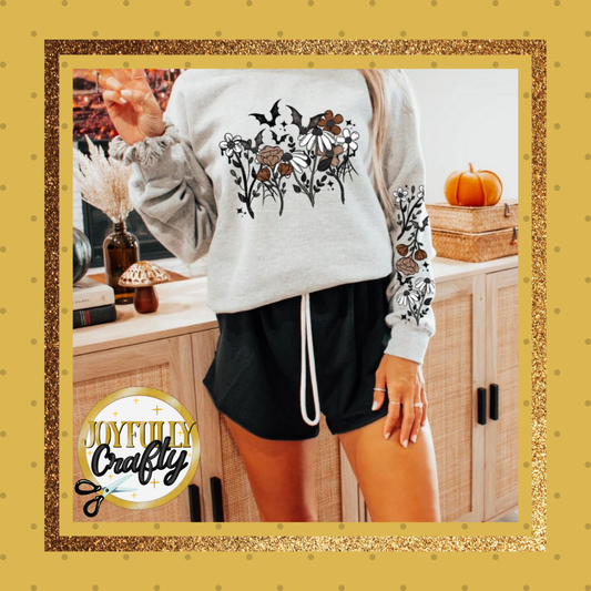 Fall Floral Bats Double Sleeves Adult Hoodie