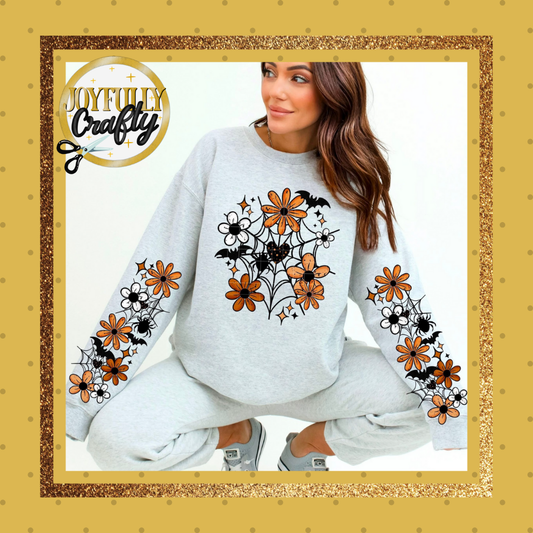 Fall Spiderweb Pocket and Double Sleeves Adult Zip Up Hoodie