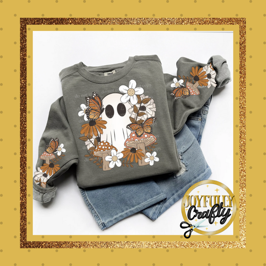Floral Mushroom Ghost Double Sleeves Adult Long Sleeve
