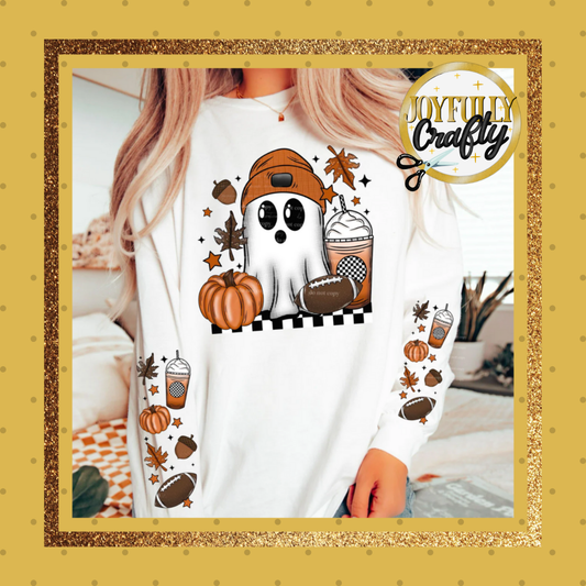 Football Coffee and Ghost  Double Sleeves Adult Hoodie