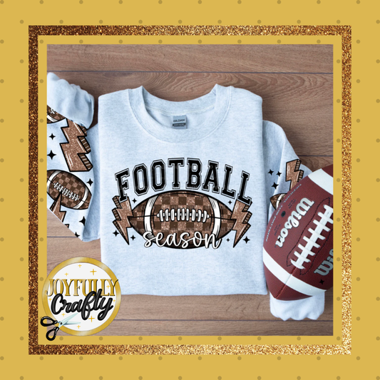 Football Season  Double Sleeves Adult Crewneck Sweater