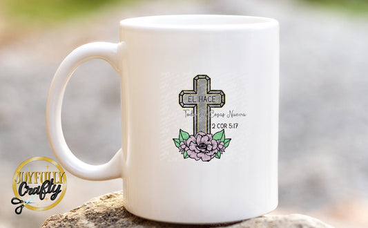 He Makes All Things New Spanish Ceramic Mug