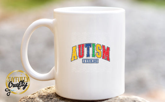 Autism Awareness Retro Blocked Letters Ceramic Mug