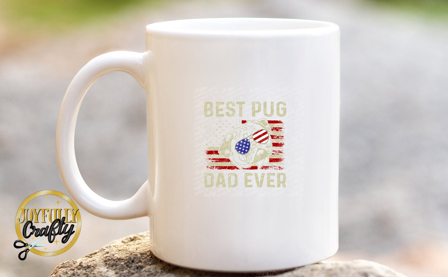 Best Pug Dad Ever American Flag Ceramic Mug