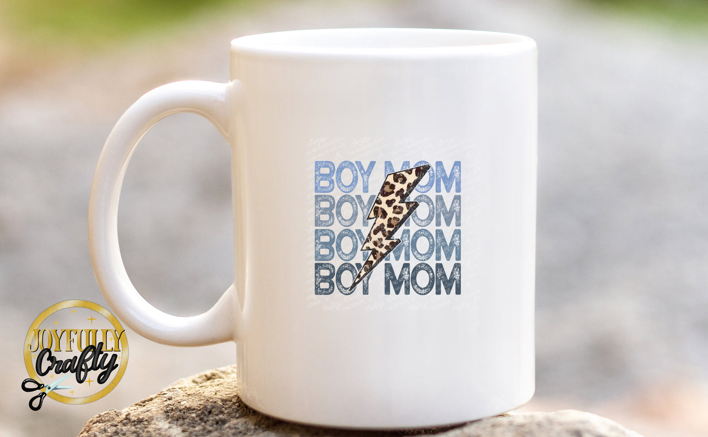 Boy Mom Distressed Bolt Ceramic Mug