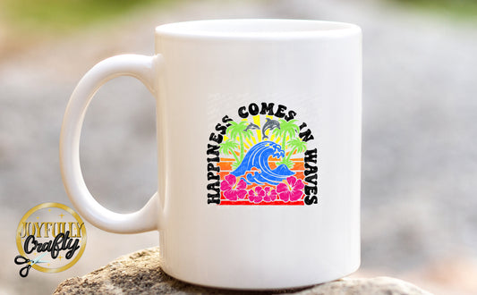 Happiness Comes In Waves Ceramic Mug