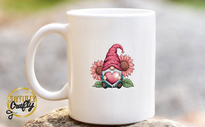 Heart and Sunflower Gnome Ceramic Mug