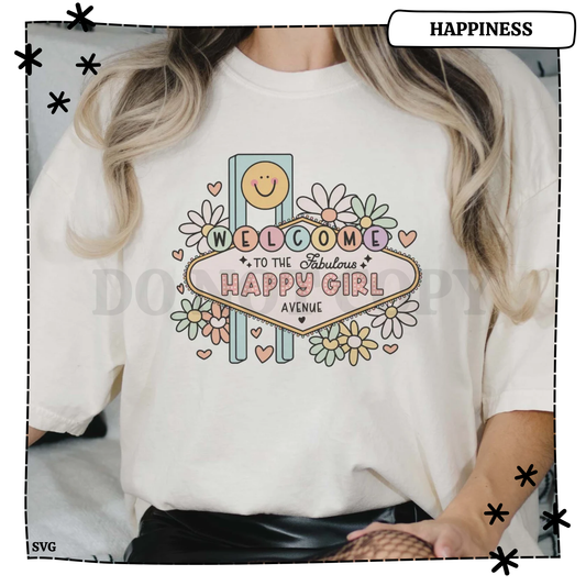 Happy Girl Avenue Adult T Shirt