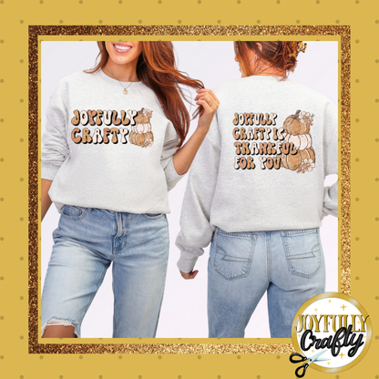 Joyfully Crafty Thankful Pumpkin Adult Crewneck Sweater