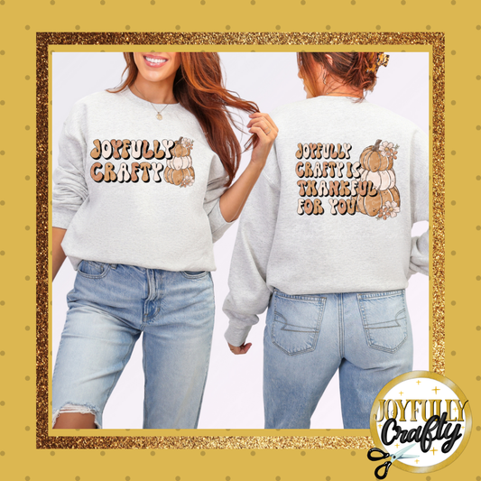 Joyfully Crafty Thankful Pumpkin Adult Crewneck Sweater