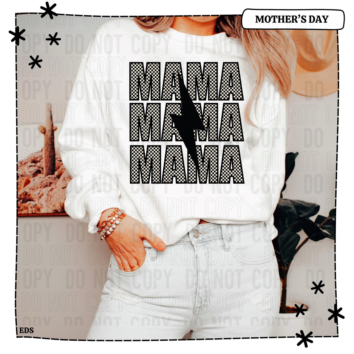 Mama Checkered Adult Shirt