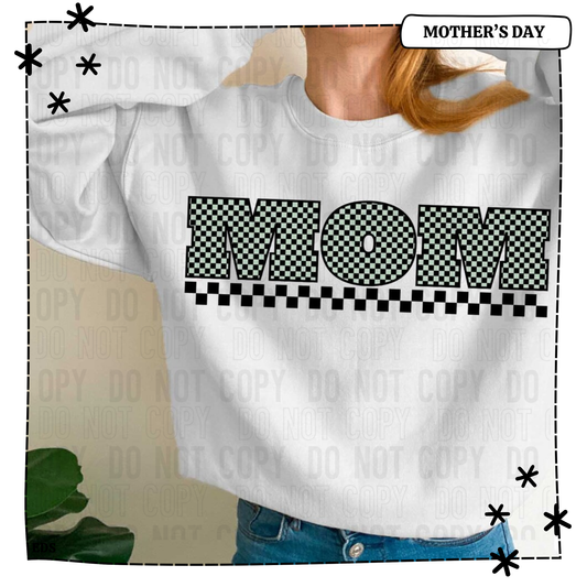 Mom Retro Checkerboard Adult Shirt