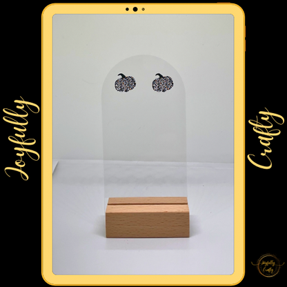 Black and White Leopard Pumpkin Wood Earrings