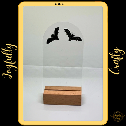 Black Glitter Acrylic Bat Earrings