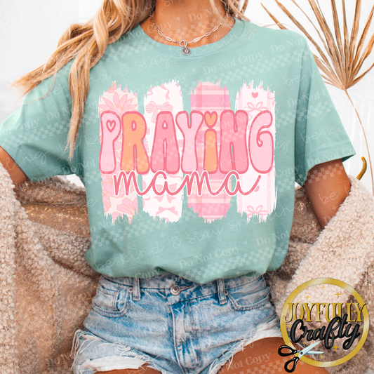 Pink Brushstrokes Praying Mama Adult Shirt