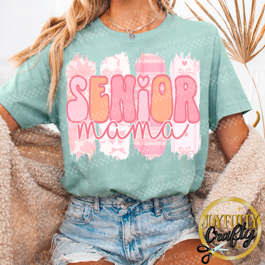 Pink Brushstrokes Senior Mama Adult Shirt
