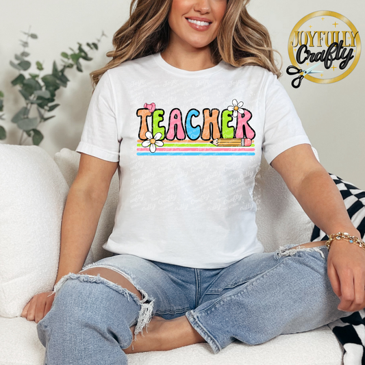 Retro Teacher Adult Shirt