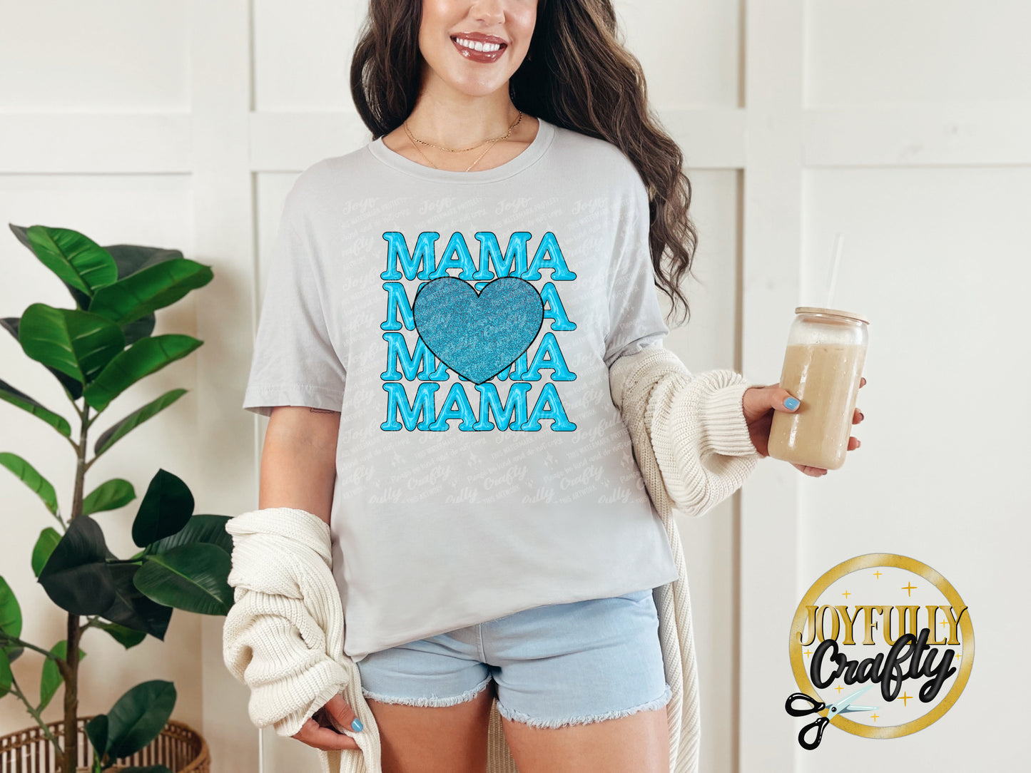 Blue Mama Stacked Adult T Shirt