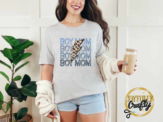 Boy Mom Distressed Bolt Adult T Shirt